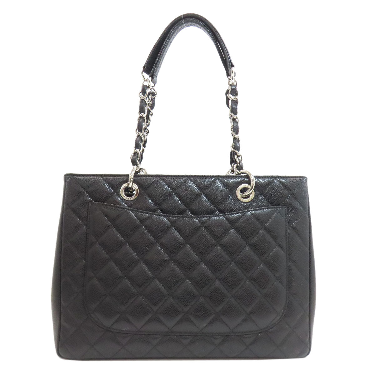 CHANEL Matelasse SilverHardware Tote Bag Grained Calfskin Skin Ladies [Used]