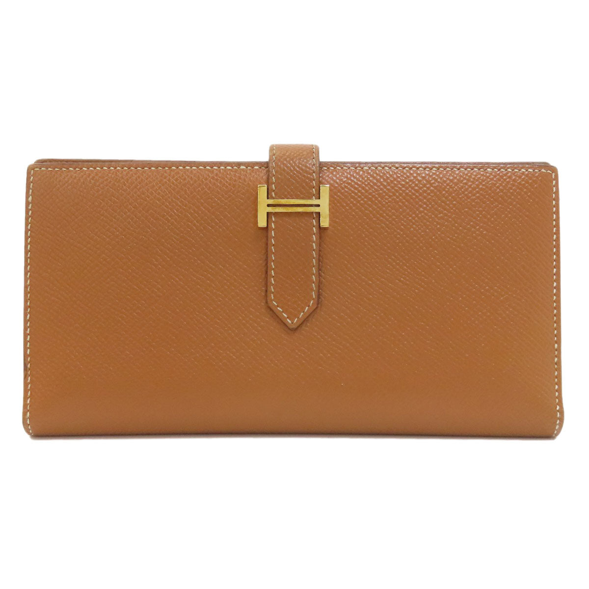 HERMES Bear Souffle Gold GoldHardware Long wallet (with coin pocket) Epsom Ladies [Used]
