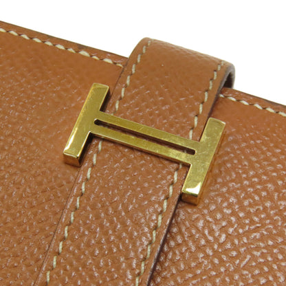 HERMES Bear Souffle Gold GoldHardware Long wallet (with coin pocket) Epsom Ladies [Used]