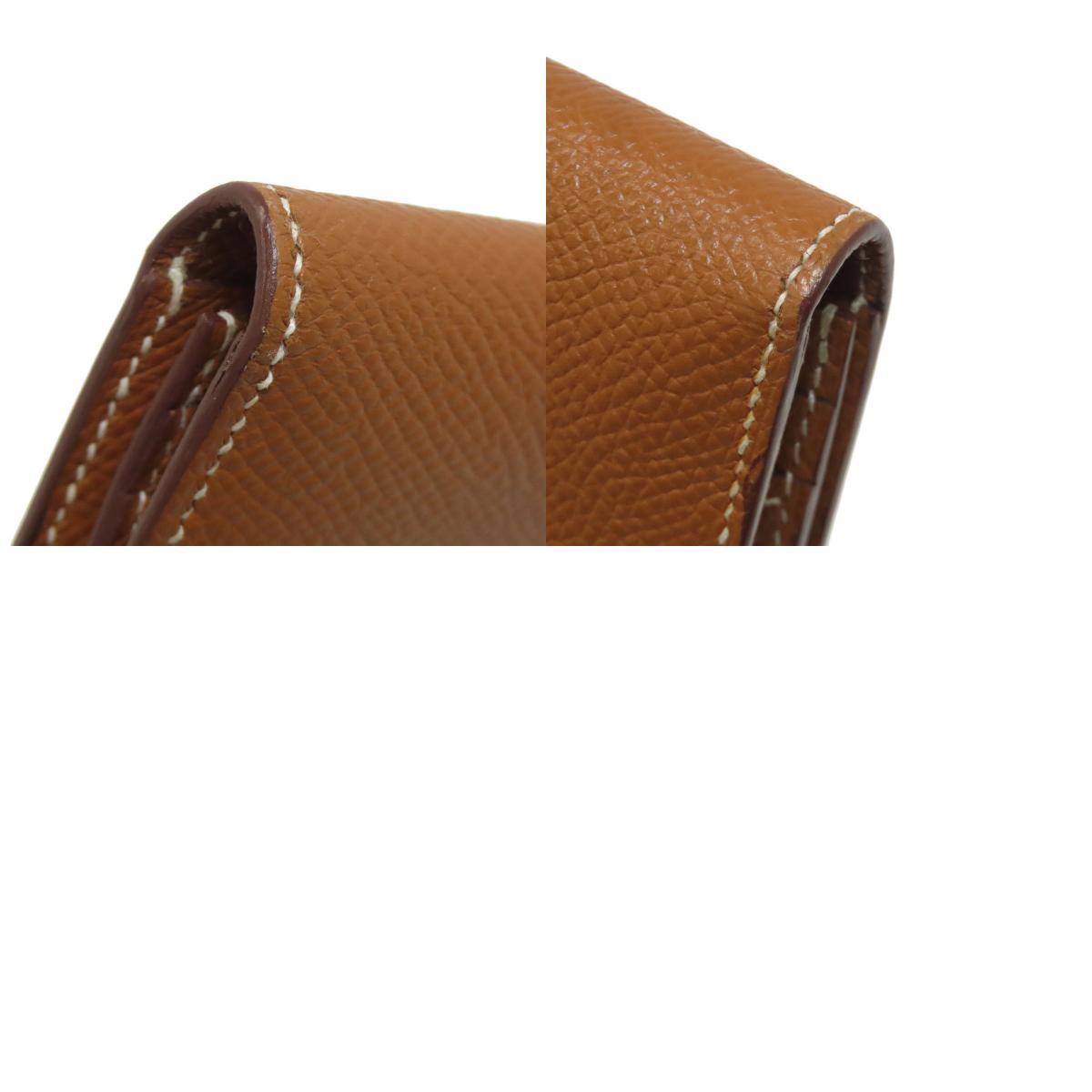HERMES Bear Souffle Gold GoldHardware Long wallet (with coin pocket) Epsom Ladies [Used]