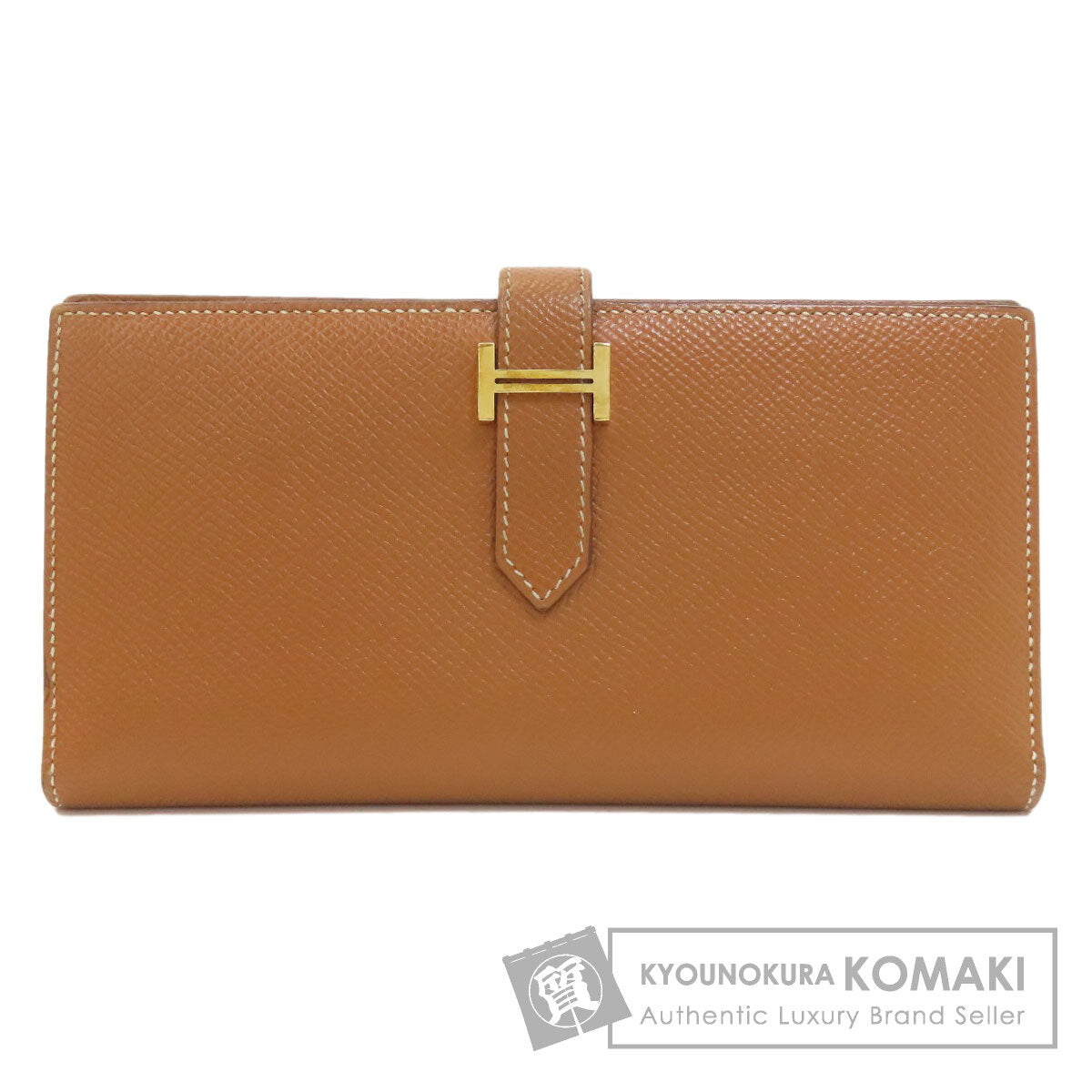 HERMES Bear Souffle Gold GoldHardware Long wallet (with coin pocket) Epsom Ladies [Used]