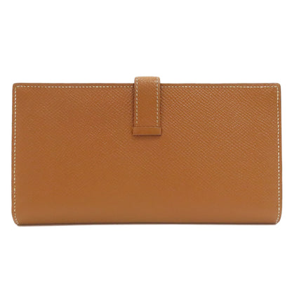 HERMES Bear Souffle Gold GoldHardware Long wallet (with coin pocket) Epsom Ladies [Used]