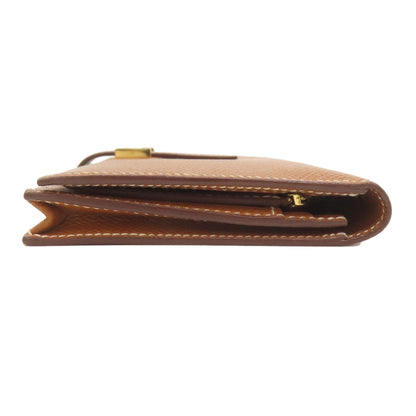 HERMES Bear Souffle Gold GoldHardware Long wallet (with coin pocket) Epsom Ladies [Used]