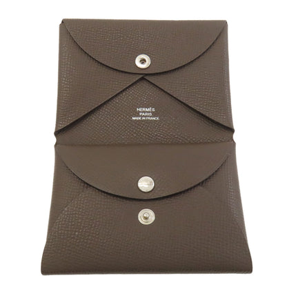 HERMES Calvi Duo Ecorse SilverHardware Card Case Epsom Ladies [Used]