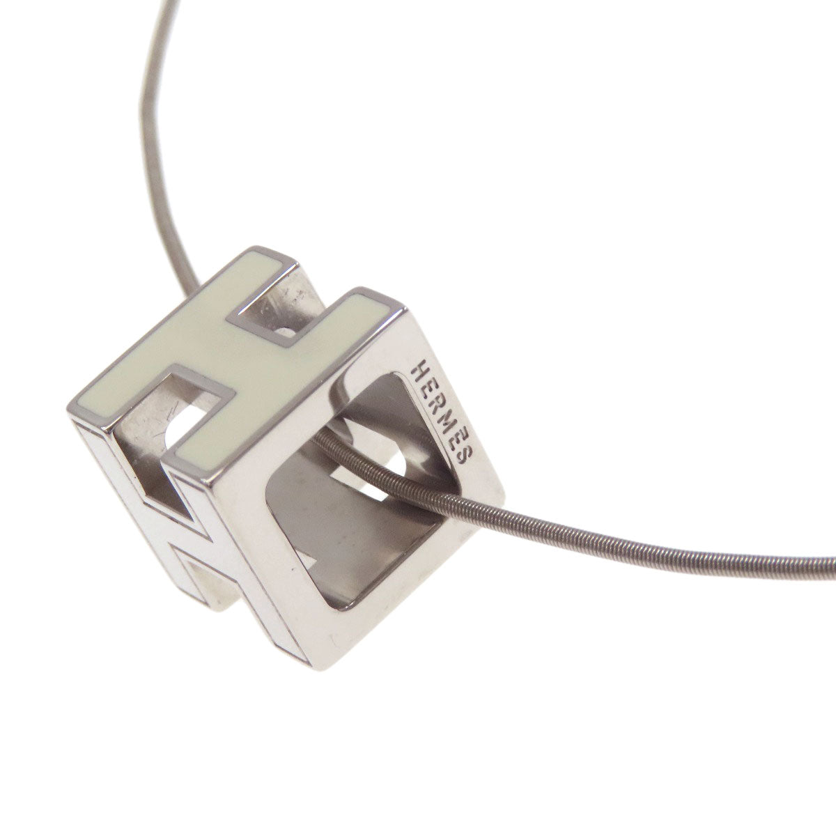 HERMES H cube Necklace Metal Ladies [Used]