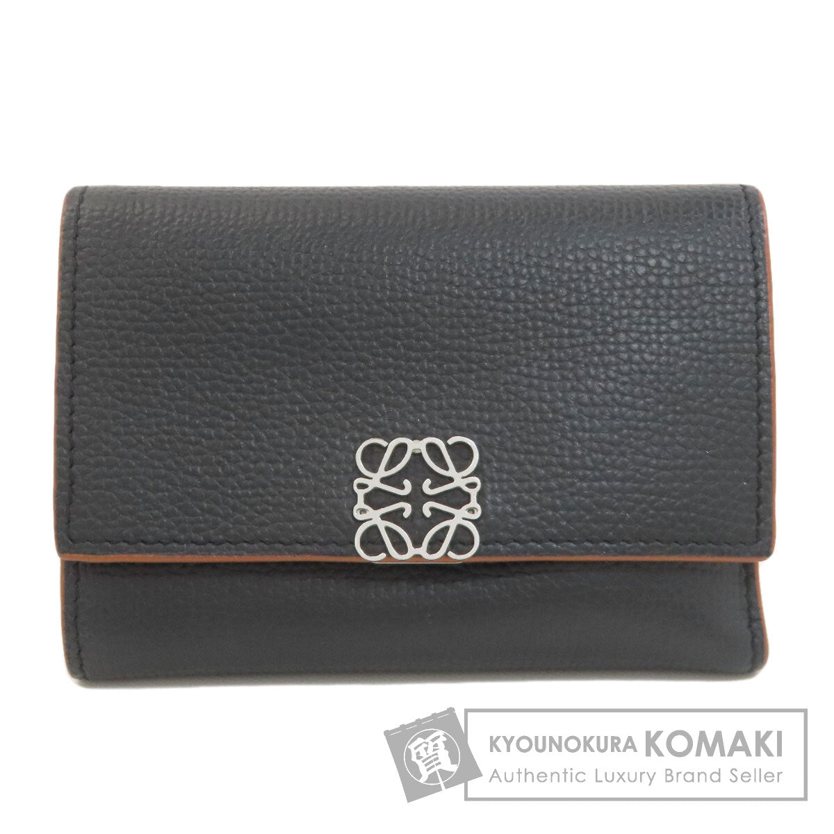 LOEWE anagram Bifold Wallet with Coin Pocket Leather Ladies [Used]