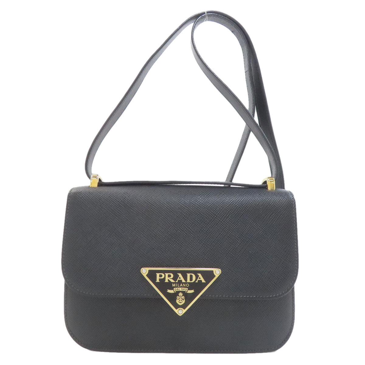 PRADA Logo Hardware Shoulder Bag Safiano Ladies [Used]