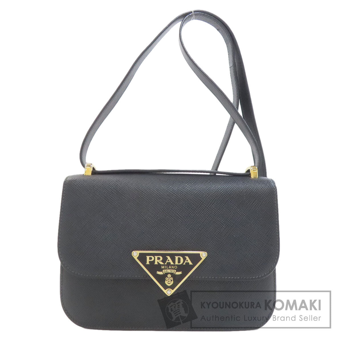 PRADA Logo Hardware Shoulder Bag Safiano Ladies [Used]
