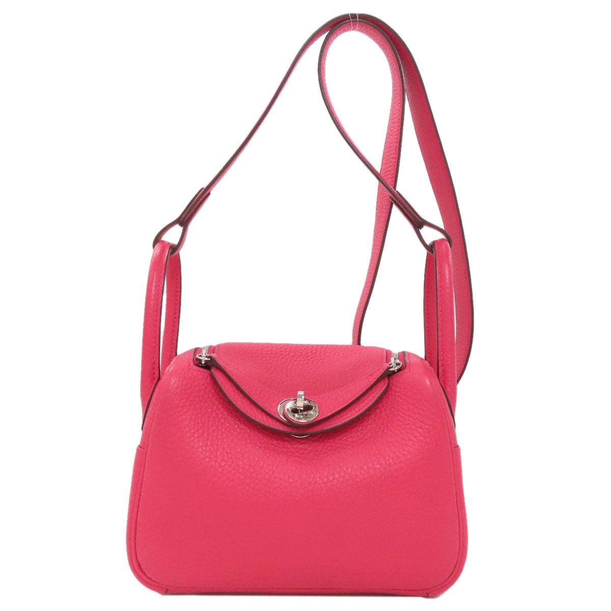 HERMES Lindy 20 Mini Rose Extreme Silver Hardware Handbag Taurillon Clemence Ladies [Used]