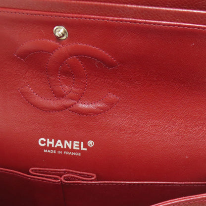 CHANEL Matelasse Double Flap Silver Hardware Shoulder Bag Grained Calfskin Skin Ladies [Used]