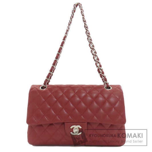 CHANEL Matelasse Double Flap Silver Hardware Shoulder Bag Grained Calfskin Skin Ladies [Used]