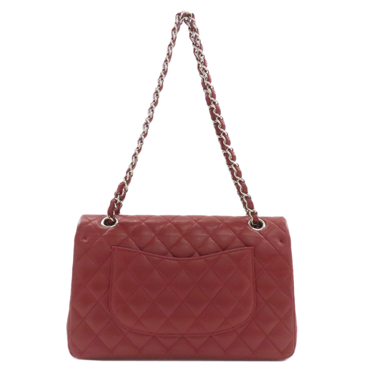 CHANEL Matelasse Double Flap Silver Hardware Shoulder Bag Grained Calfskin Skin Ladies [Used]