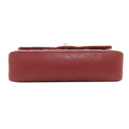 CHANEL Matelasse Double Flap Silver Hardware Shoulder Bag Grained Calfskin Skin Ladies [Used]