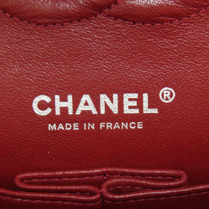 CHANEL Matelasse Double Flap Silver Hardware Shoulder Bag Grained Calfskin Skin Ladies [Used]