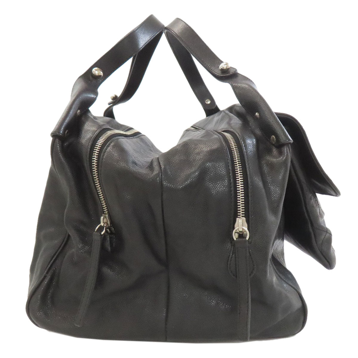 CHANEL Matelasse SilverHardware Tote Bag Grained Calfskin Skin Ladies [Used]
