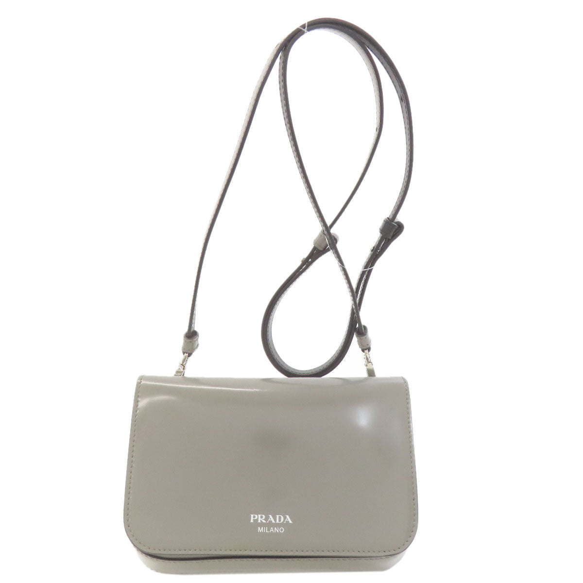PRADA Logo Brushed Leather Shoulder Bag Leather Ladies [Used]
