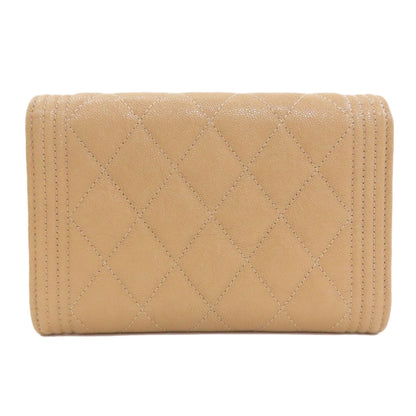 CHANEL A84385 Boy Chanel GoldHardware Bifold Wallet with Coin Pocket Grained Calfskin Skin Ladies [Used]