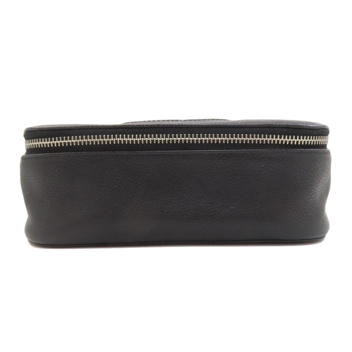 CHANEL COCO Mark SilverHardware Cosmetics Pouch Grained Calfskin Skin Ladies [Used]