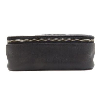 CHANEL COCO Mark SilverHardware Cosmetics Pouch Grained Calfskin Skin Ladies [Used]