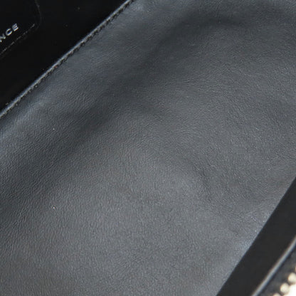 CHANEL COCO Mark SilverHardware Cosmetics Pouch Grained Calfskin Skin Ladies [Used]