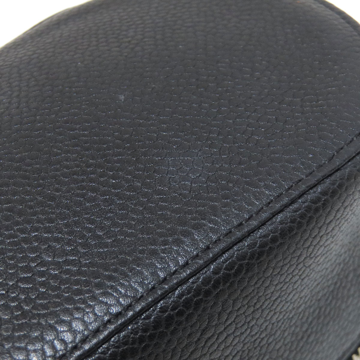 CHANEL COCO Mark SilverHardware Cosmetics Pouch Grained Calfskin Skin Ladies [Used]