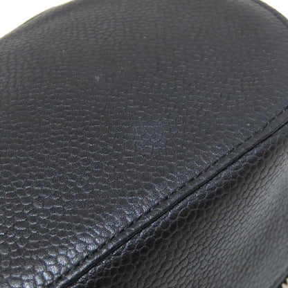 CHANEL COCO Mark SilverHardware Cosmetics Pouch Grained Calfskin Skin Ladies [Used]