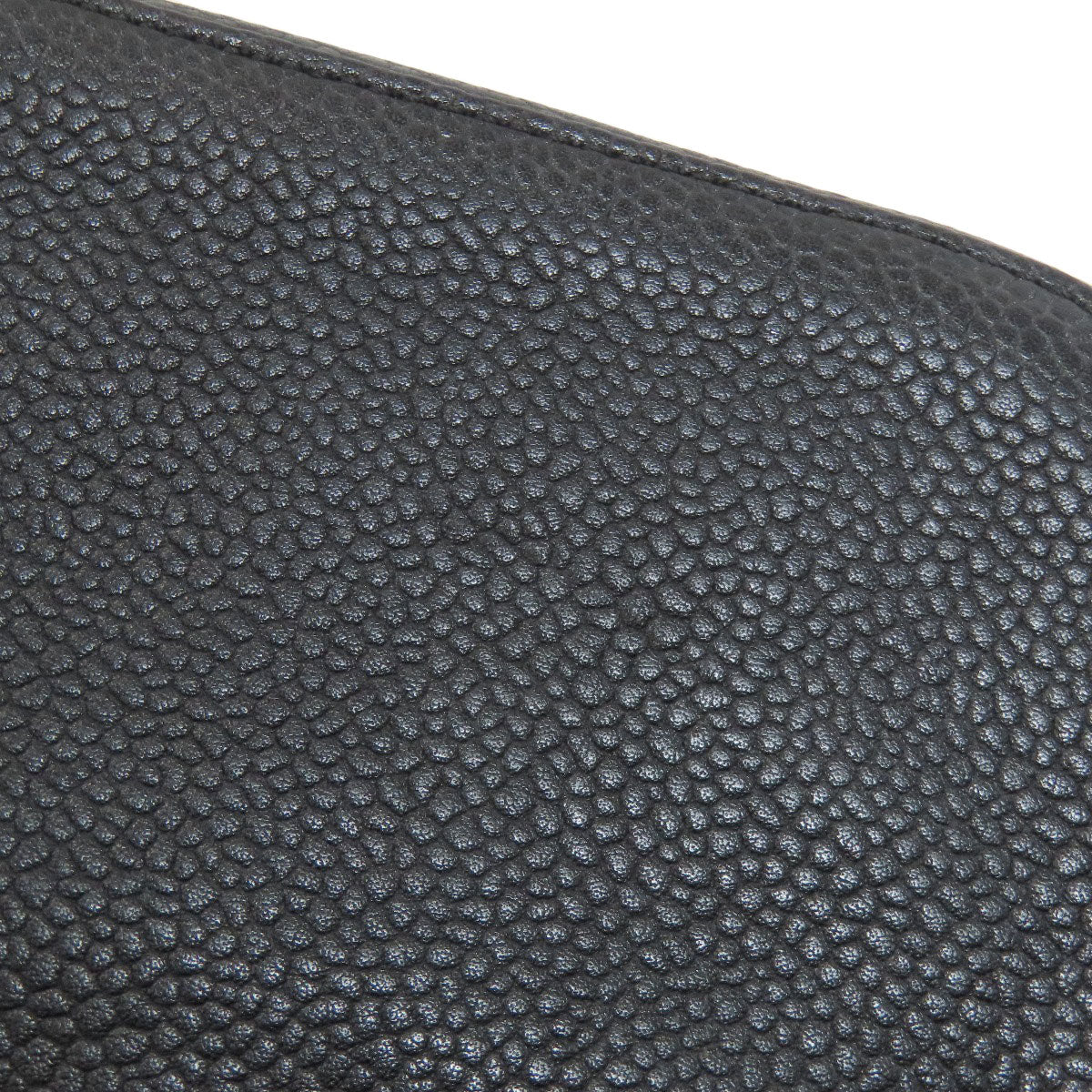 CHANEL COCO Mark SilverHardware Cosmetics Pouch Grained Calfskin Skin Ladies [Used]