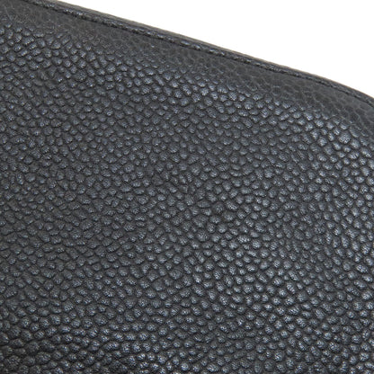 CHANEL COCO Mark SilverHardware Cosmetics Pouch Grained Calfskin Skin Ladies [Used]