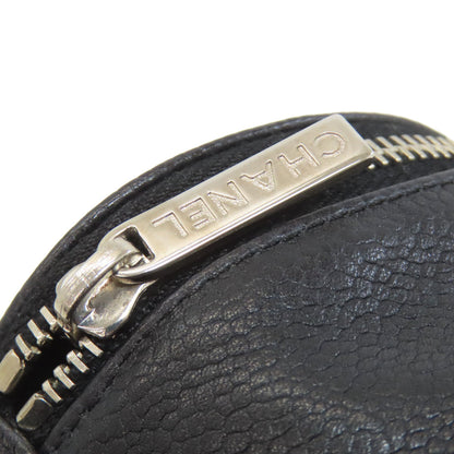 CHANEL COCO Mark SilverHardware Cosmetics Pouch Grained Calfskin Skin Ladies [Used]