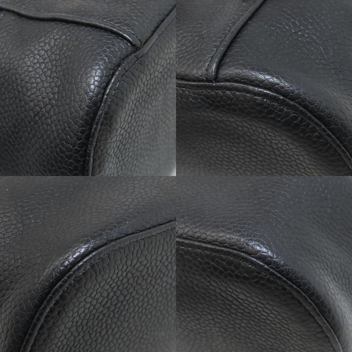 CHANEL COCO Mark SilverHardware Cosmetics Pouch Grained Calfskin Skin Ladies [Used]