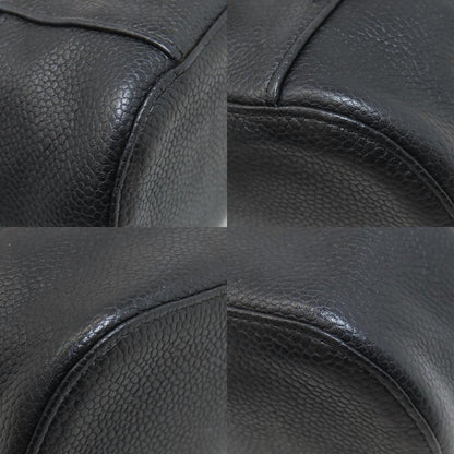 CHANEL COCO Mark SilverHardware Cosmetics Pouch Grained Calfskin Skin Ladies [Used]