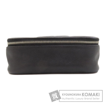 CHANEL COCO Mark SilverHardware Cosmetics Pouch Grained Calfskin Skin Ladies [Used]