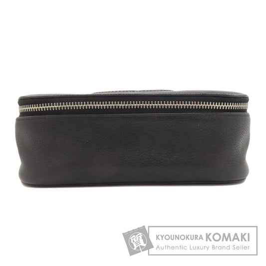 CHANEL COCO Mark SilverHardware Cosmetics Pouch Grained Calfskin Skin Ladies [Used]