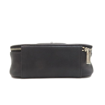 CHANEL COCO Mark SilverHardware Cosmetics Pouch Grained Calfskin Skin Ladies [Used]