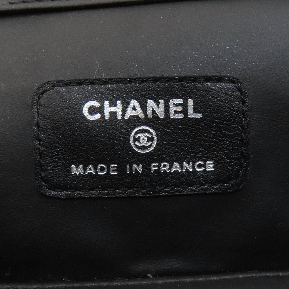 CHANEL COCO Mark SilverHardware Cosmetics Pouch Grained Calfskin Skin Ladies [Used]