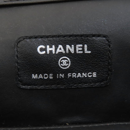 CHANEL COCO Mark SilverHardware Cosmetics Pouch Grained Calfskin Skin Ladies [Used]