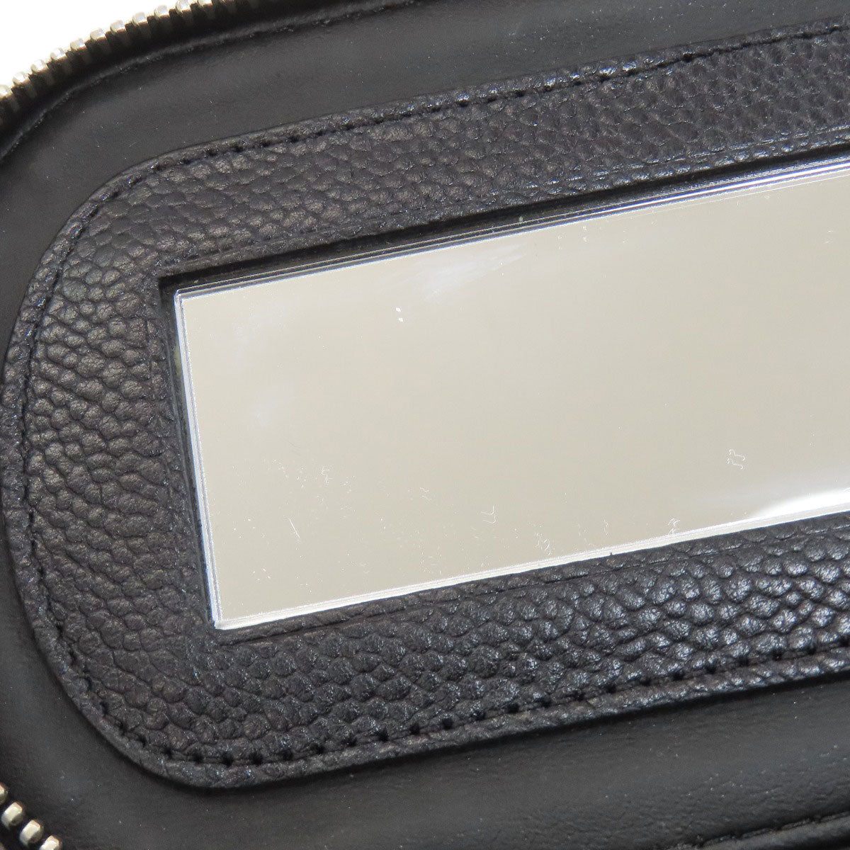 CHANEL COCO Mark SilverHardware Cosmetics Pouch Grained Calfskin Skin Ladies [Used]