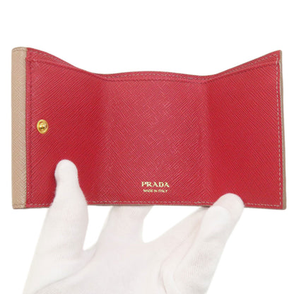 PRADA Compact wallet Bifold Wallet with Coin Pocket Safiano Ladies [Used]