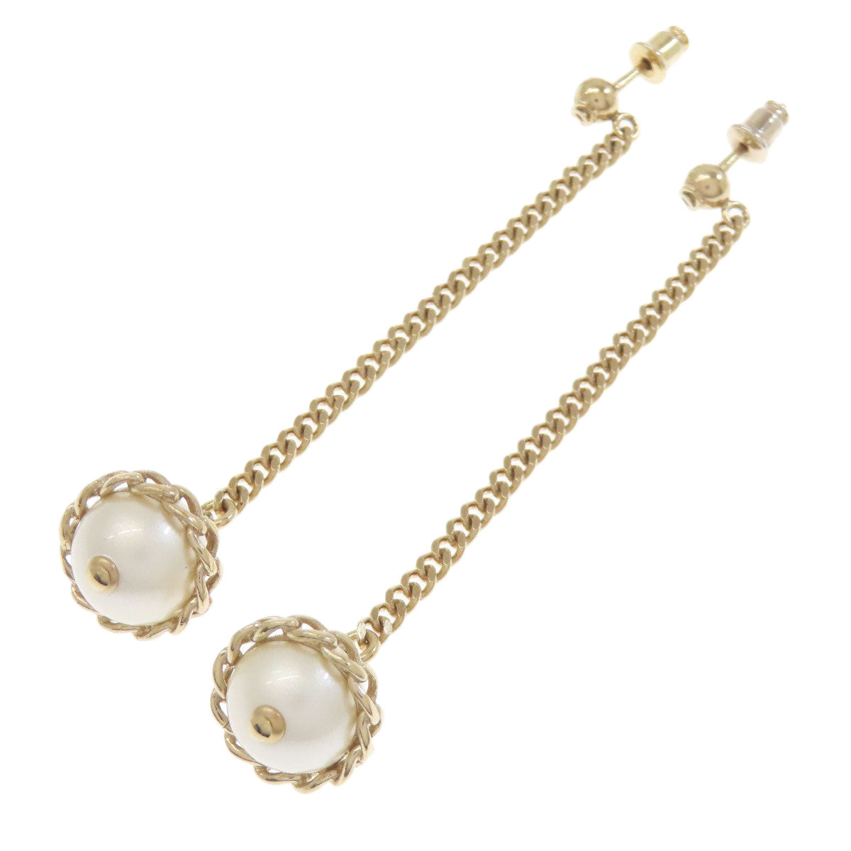 CHANEL Chain COCO Mark earring Metal Fake pearlLadies [Used]
