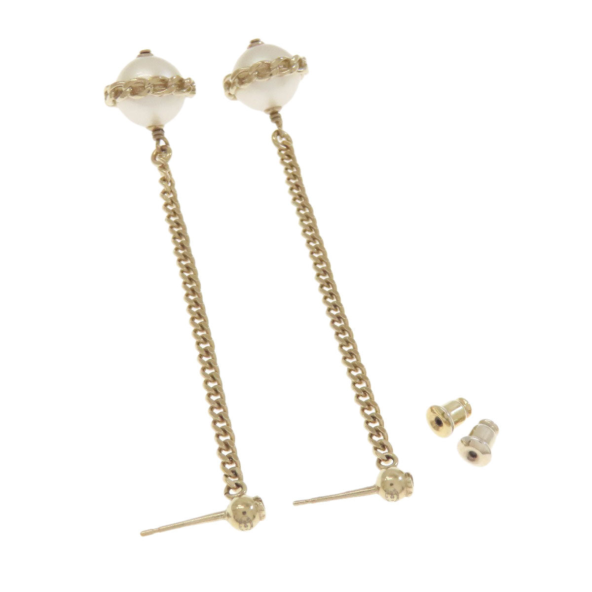 CHANEL Chain COCO Mark earring Metal Fake pearlLadies [Used]