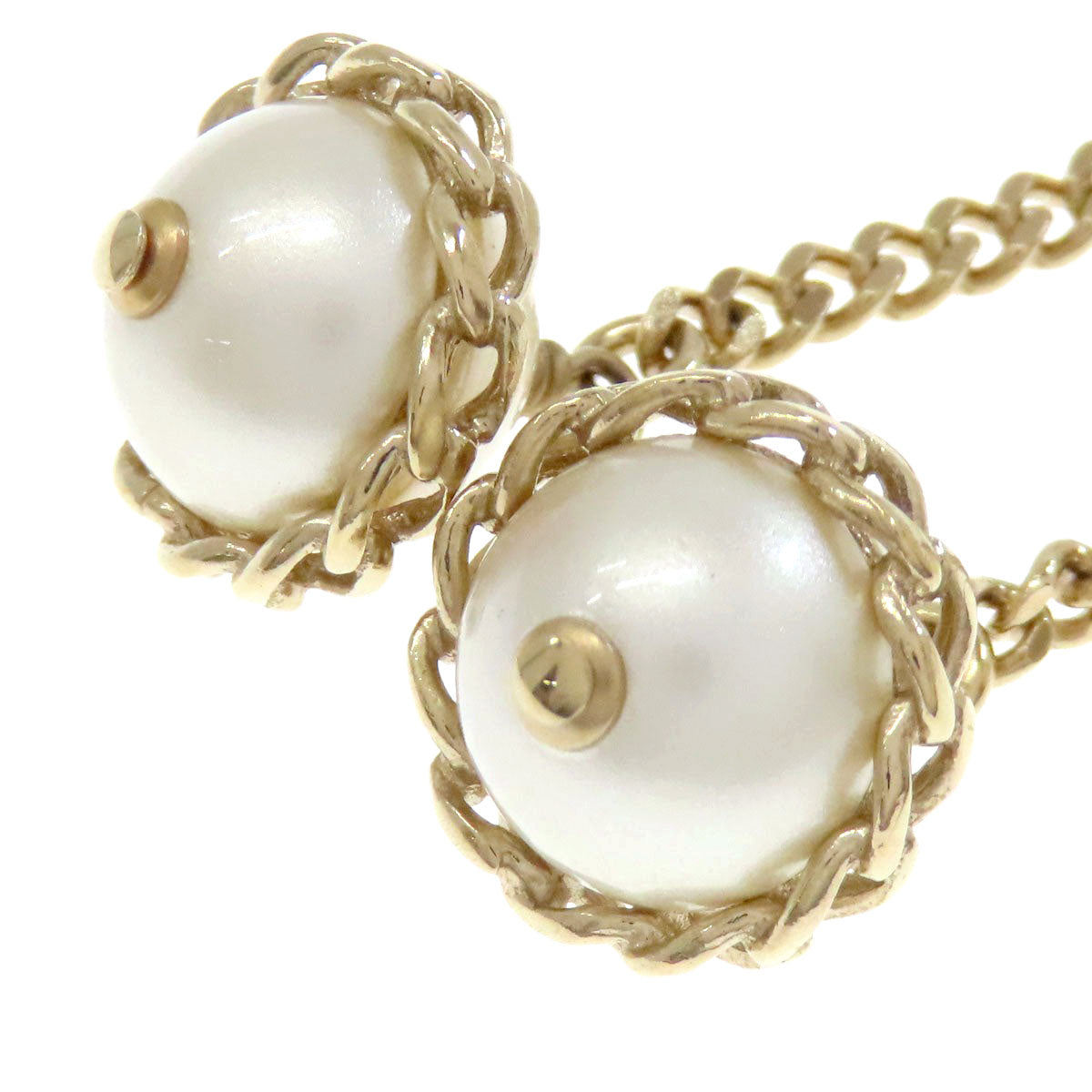 CHANEL Chain COCO Mark earring Metal Fake pearlLadies [Used]