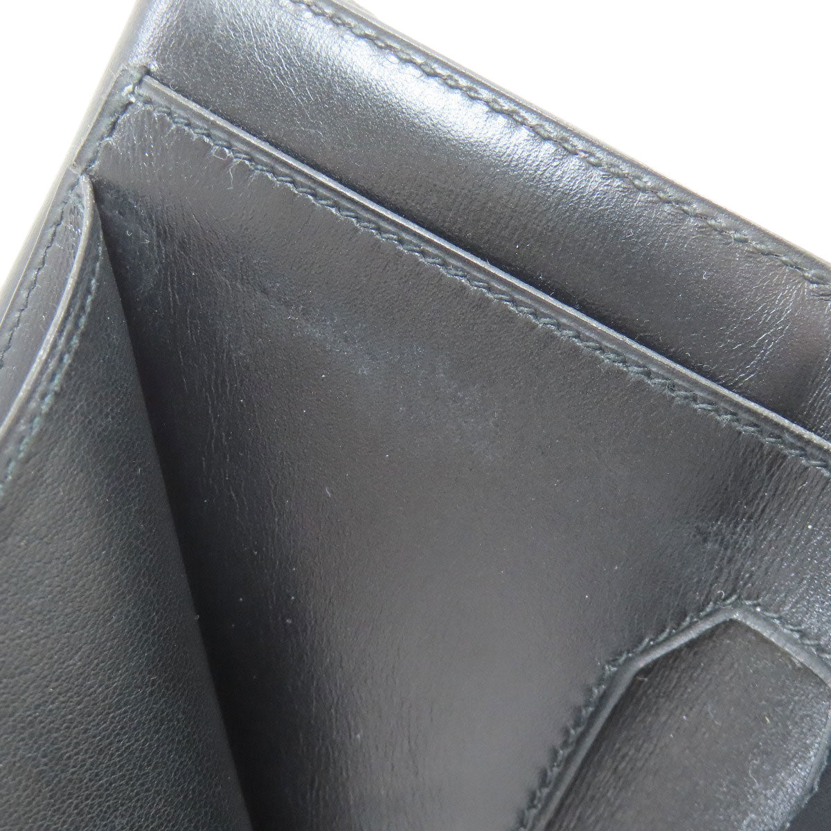 HERMES Tri-fold Compact Wallet GoldHardware Bifold Wallet with Coin Pocket Box calf Ladies [Used]