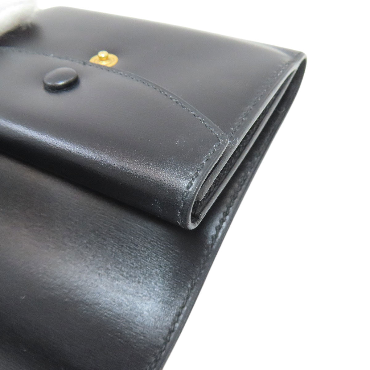 HERMES Tri-fold Compact Wallet GoldHardware Bifold Wallet with Coin Pocket Box calf Ladies [Used]