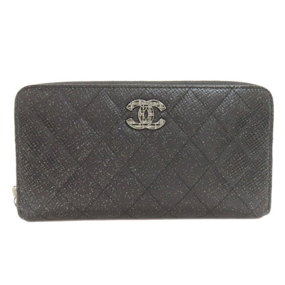 CHANEL Matelasse COCO Mark SilverHardware Long wallet (with coin pocket) Calf Ladies [Used]