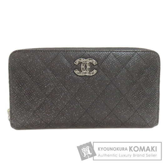 CHANEL Matelasse COCO Mark SilverHardware Long wallet (with coin pocket) Calf Ladies [Used]