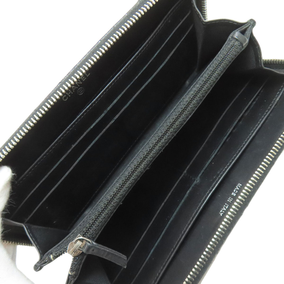 CHANEL Matelasse COCO Mark SilverHardware Long wallet (with coin pocket) Calf Ladies [Used]