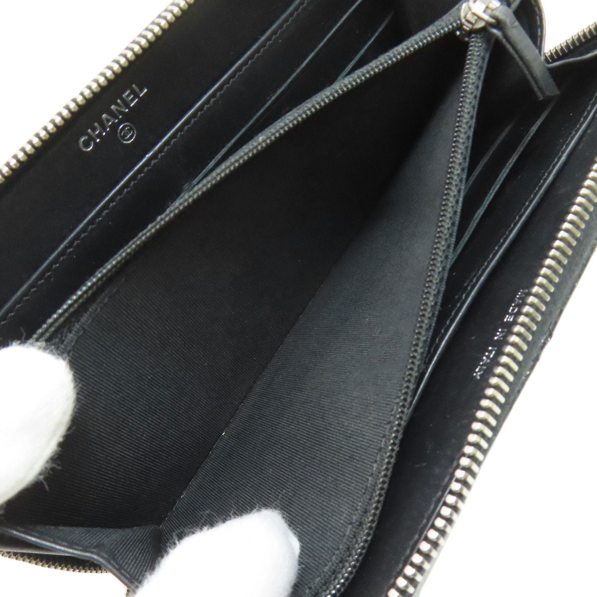 CHANEL Matelasse COCO Mark SilverHardware Long wallet (with coin pocket) Calf Ladies [Used]