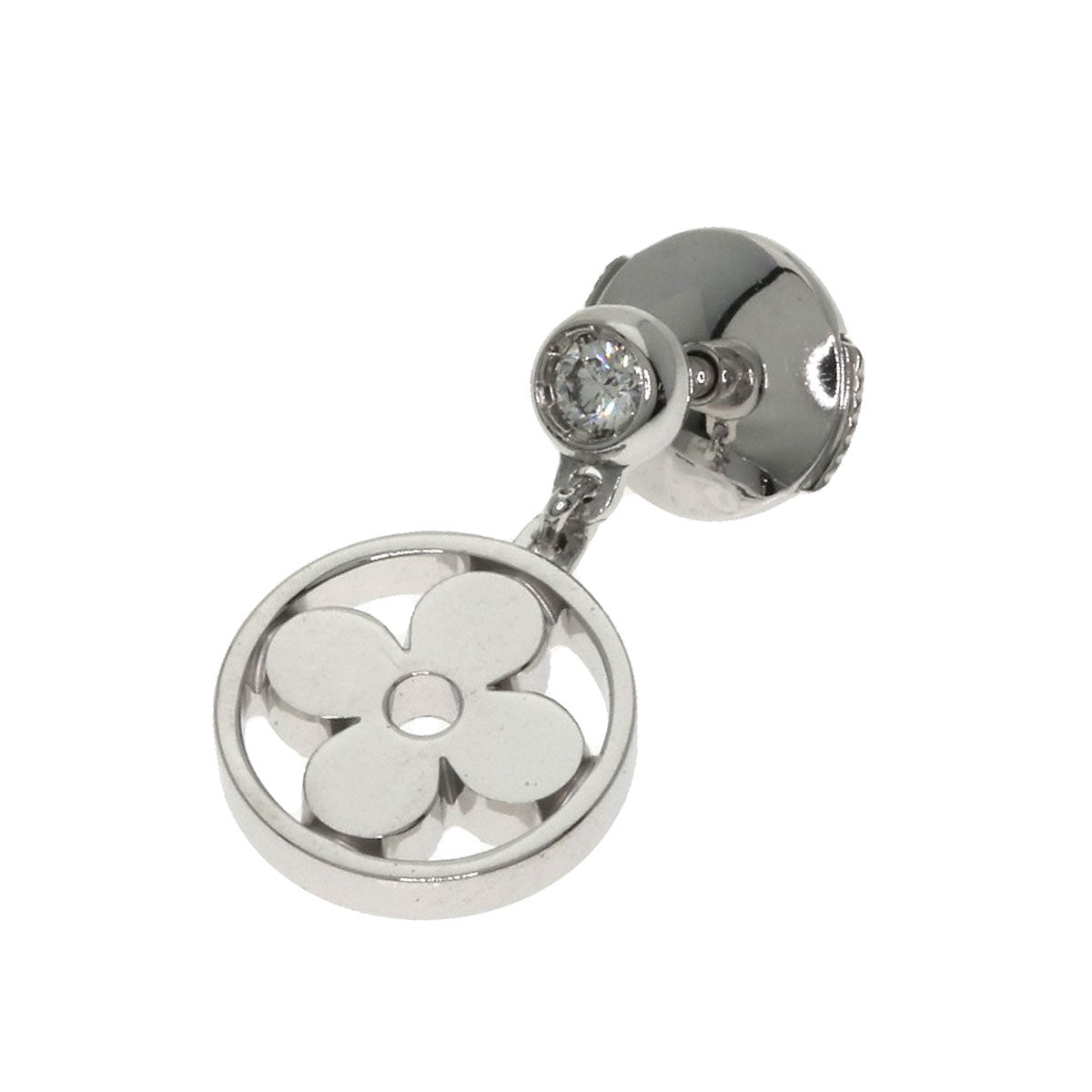 LOUIS VUITTON Monogram Ldylle Diamond (single item) Q96167 earring K18 White Gold Ladies [Used]