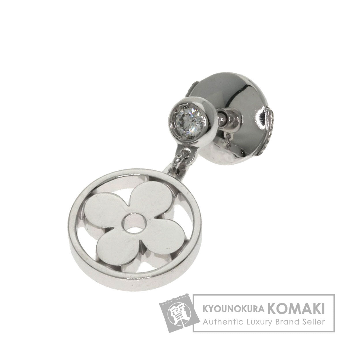 LOUIS VUITTON Monogram Ldylle Diamond (single item) Q96167 earring K18 White Gold Ladies [Used]