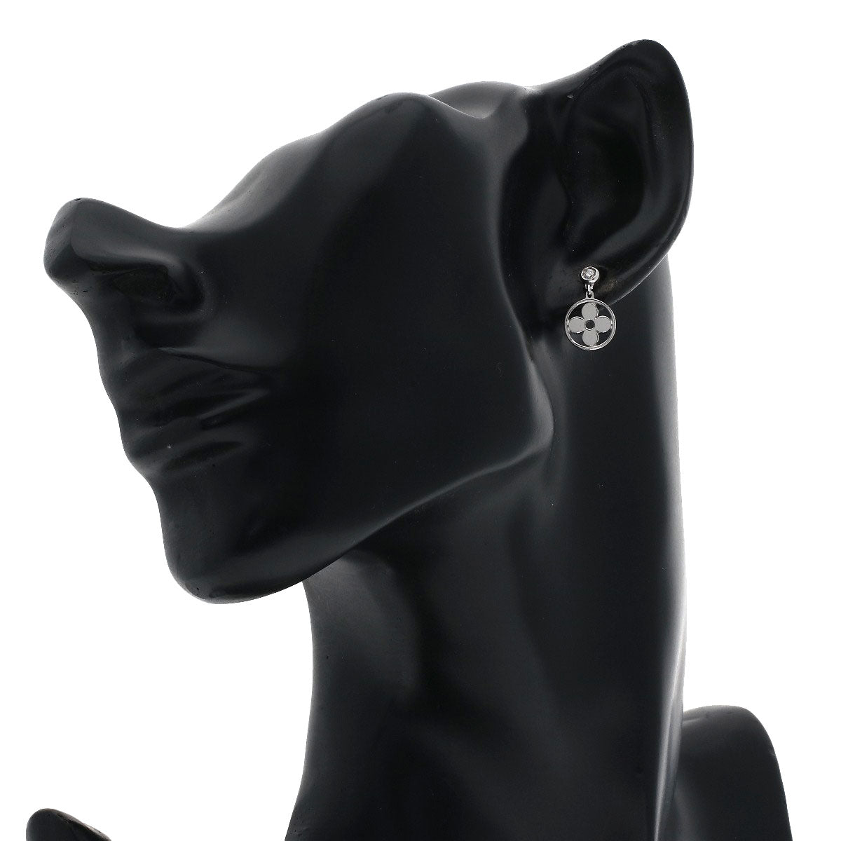 LOUIS VUITTON Monogram Ldylle Diamond (single item) Q96167 earring K18 White Gold Ladies [Used]